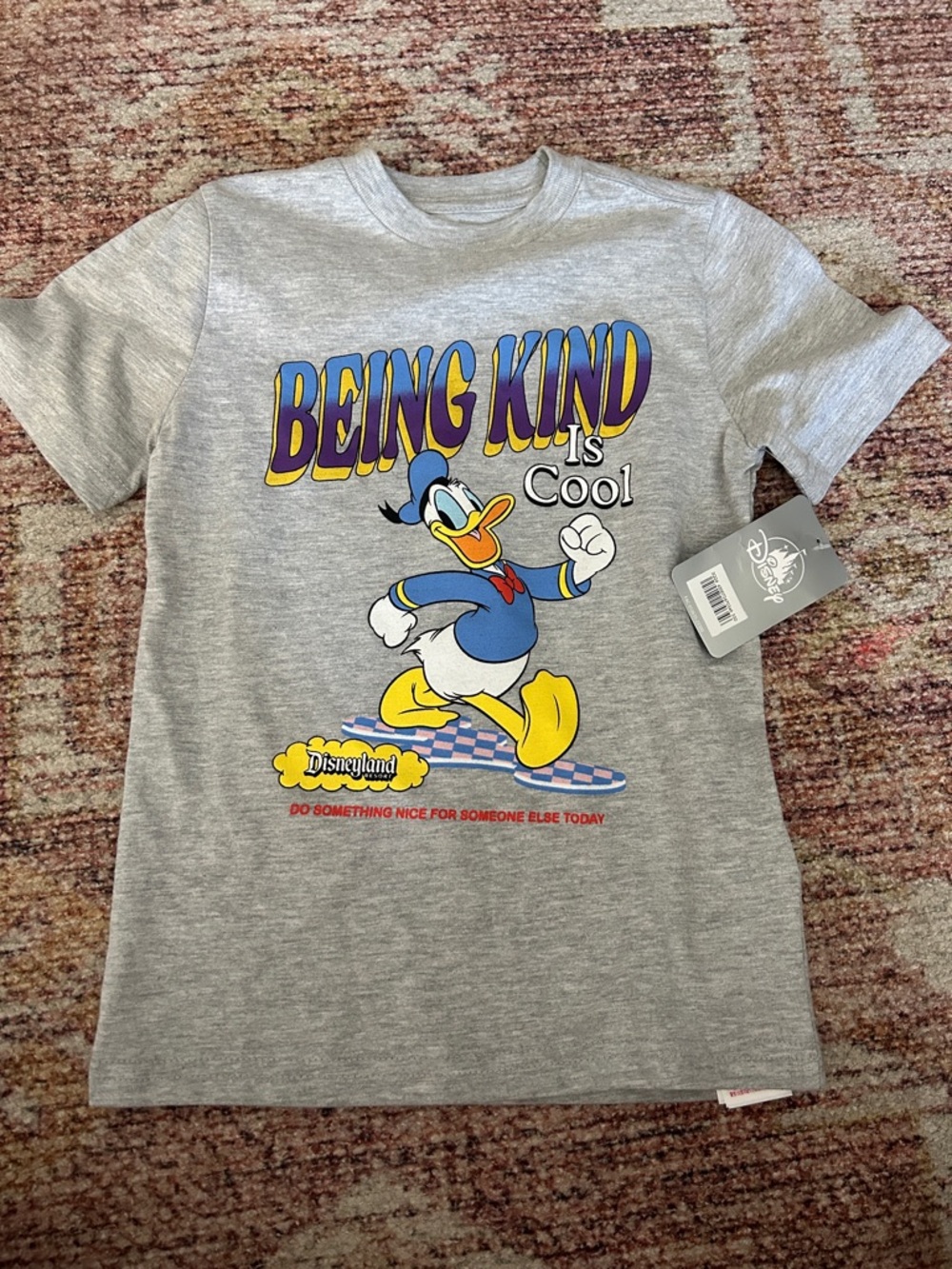 Disney Grey Short Sleeve Tee with Donald Duck "Being Kind Is Cool" Graphic